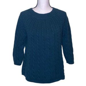 Talbots Womens Three-Quarter Sleeve Green Sweater Size M Petite